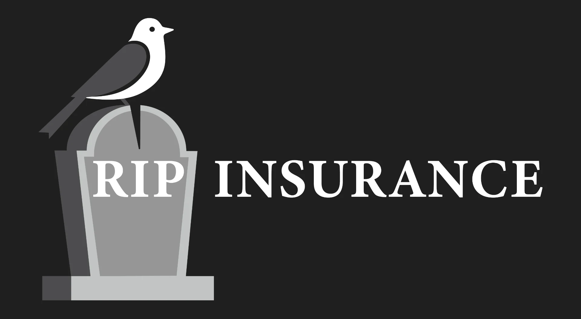 RIP Insurance logo: a bird perched on a headstone